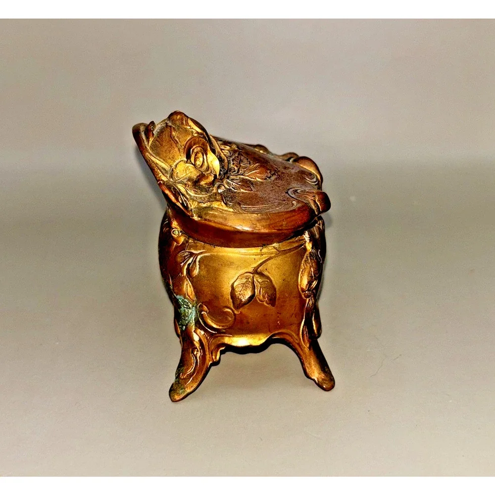 Vintage Trinket Box Jewelry Casket JB Jennings Bros Ornate Art Nouveau Roses!